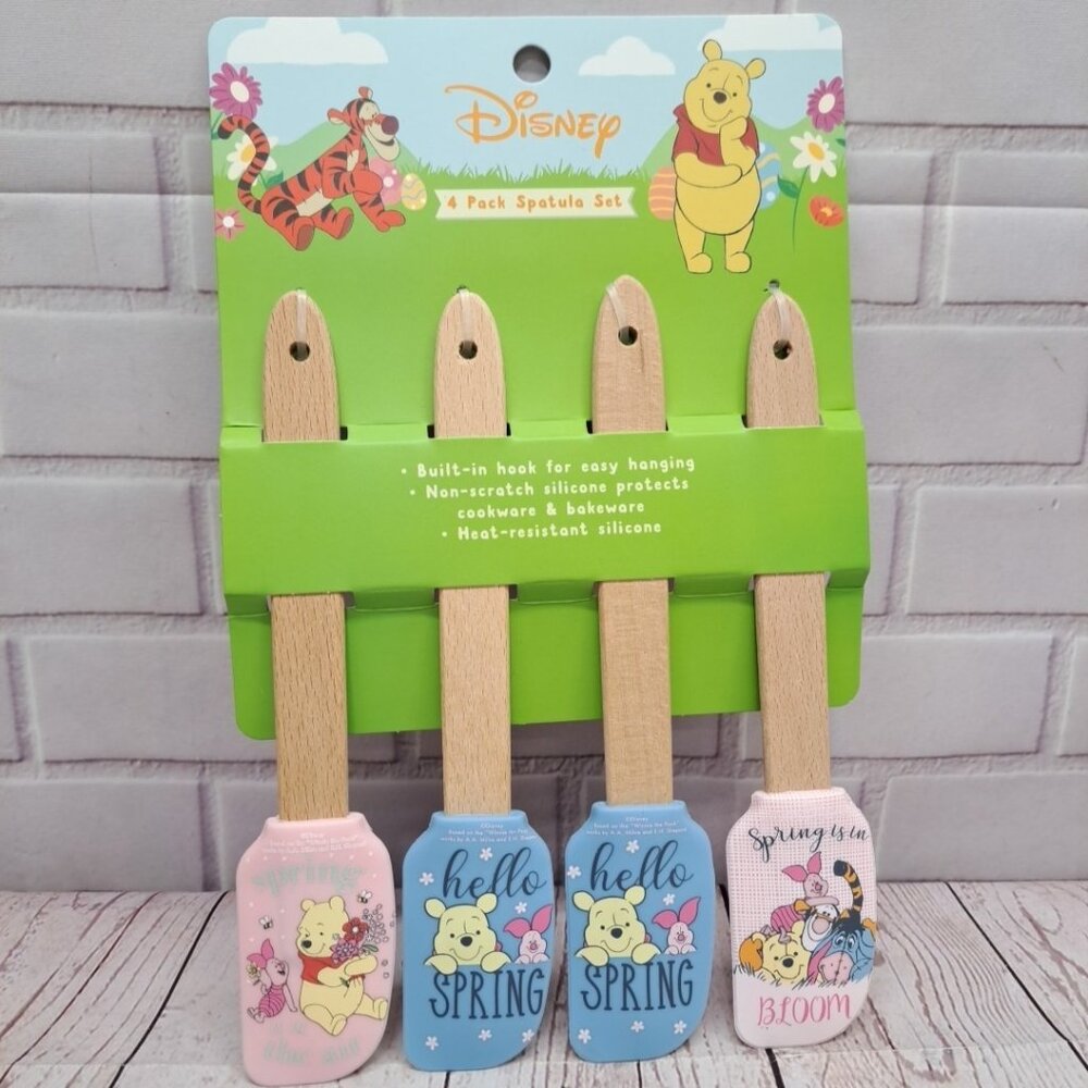 Disney Winnie The Pooh Graphics Spring 4pc Mini Silcone Spatula Set